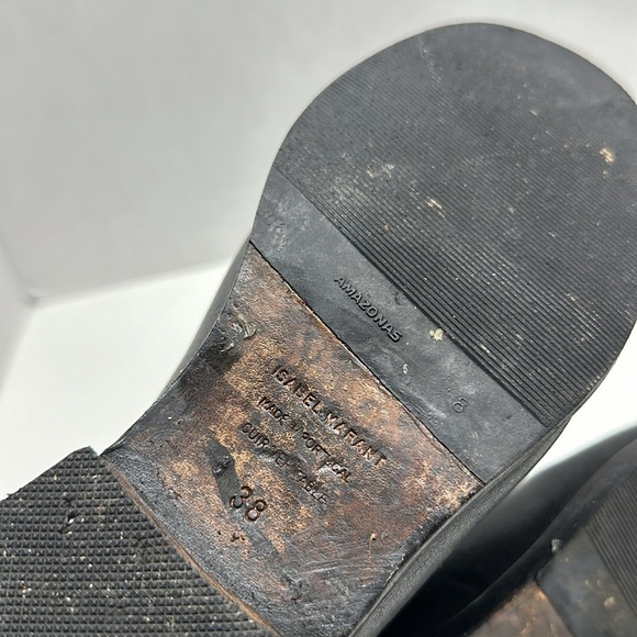 Isabel Marant Caleen Ankle Boots Distressed Leather Heeled Booties Black Size 38 - Picture 10 of 13